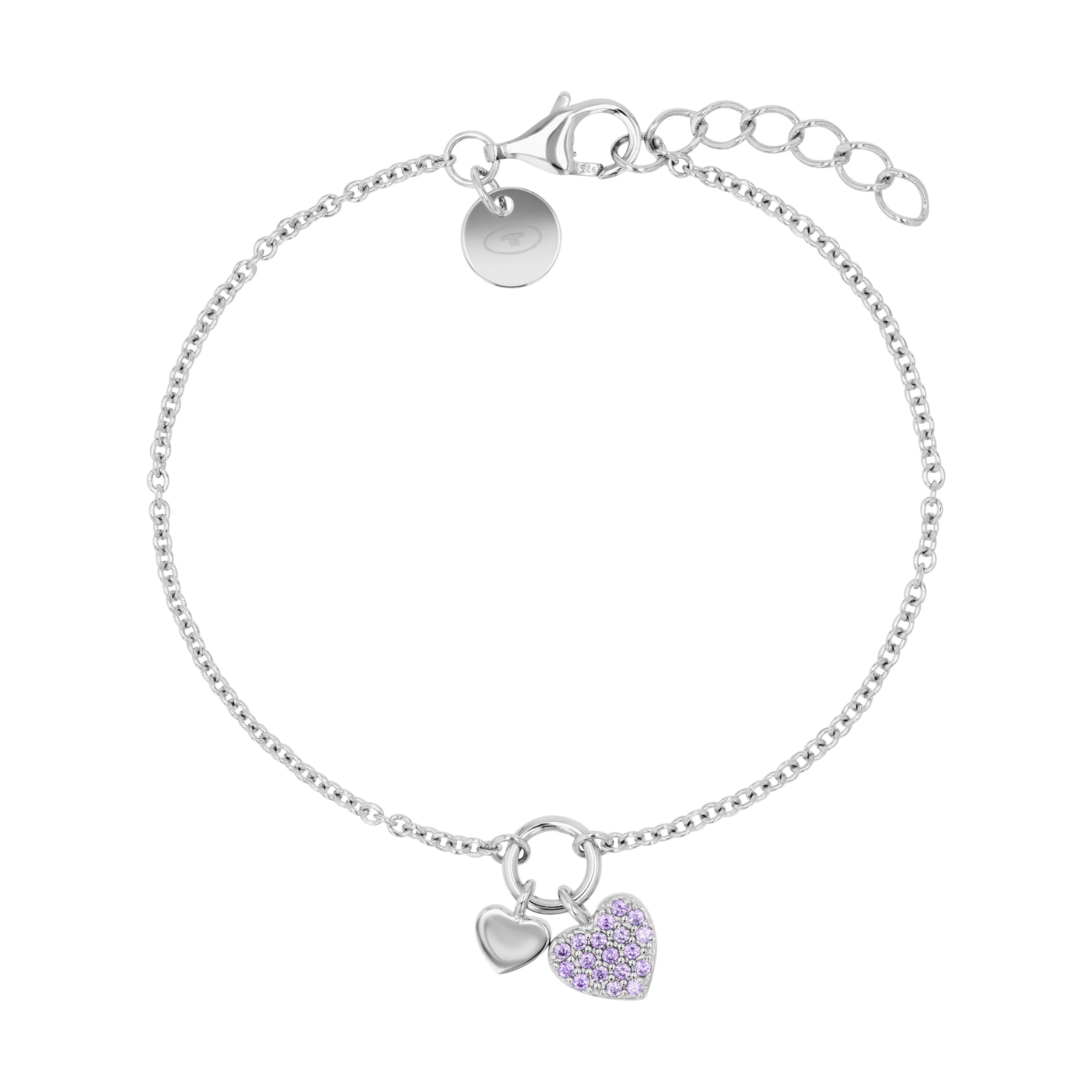 Tom Tailor Mädchen Armband 2101373 Herz Silber 925 synth. Zirkonia lila