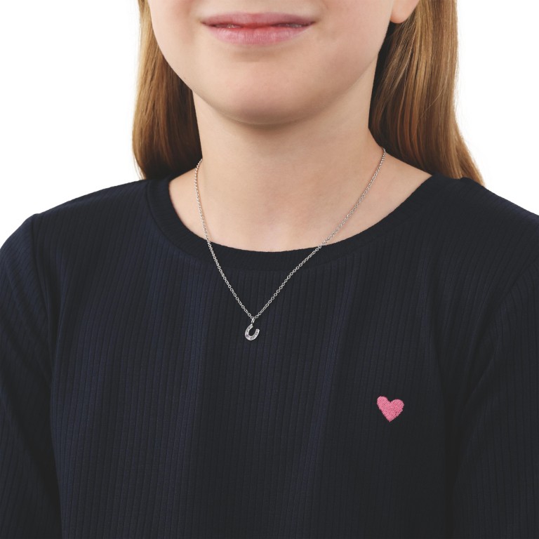 Tom Tailor Mädchen Halskette 2100591 Hufeisen Silber 925 synth. Zirkonia lila rosa