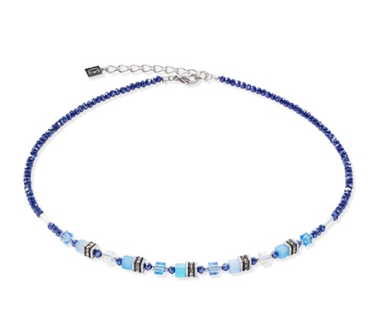 Coeur De Lion Damen Halskette 4565/10-0700 GeoCUBE® Small Iconic Mono blau