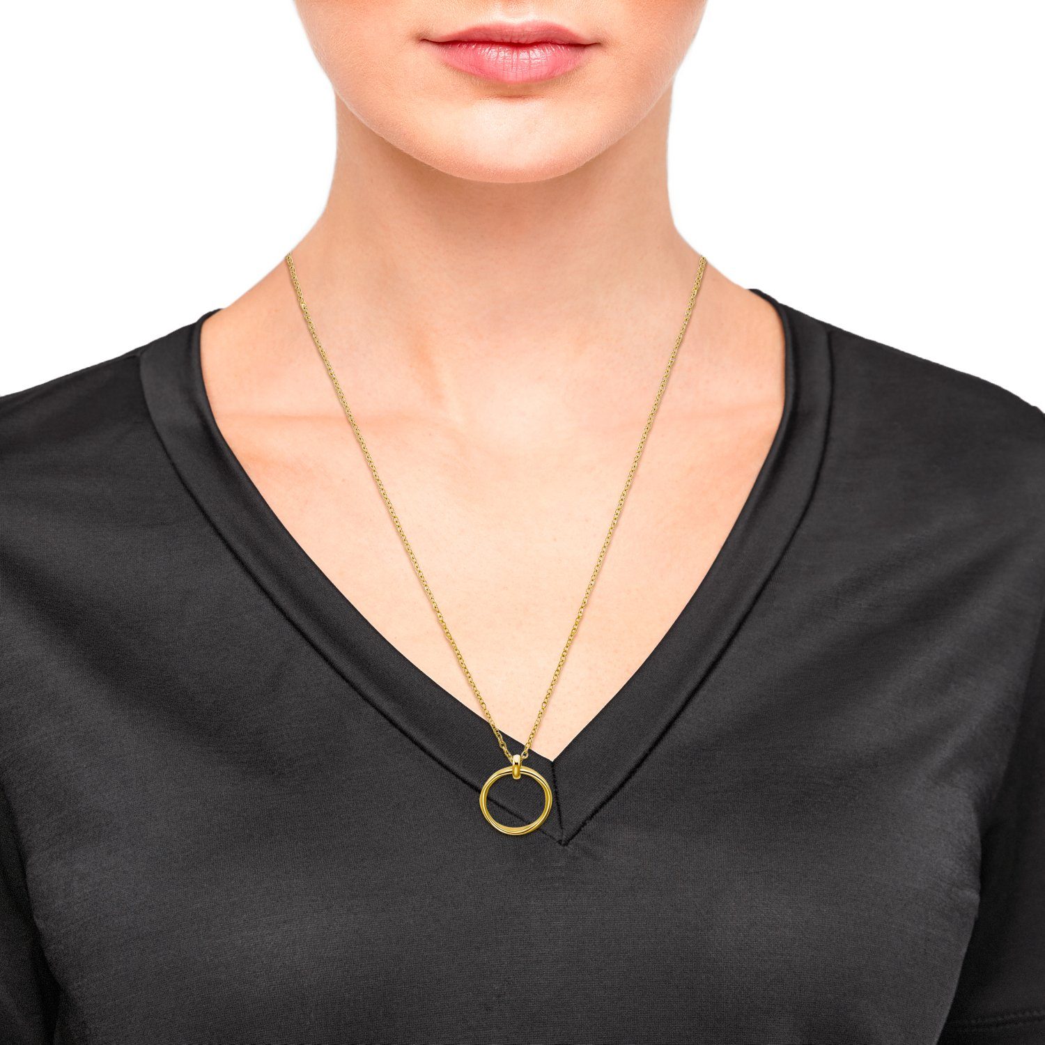 s.Oliver Damen Halskette 2033934 mit Anhänger Kreis Edelstahl gelbgold IP