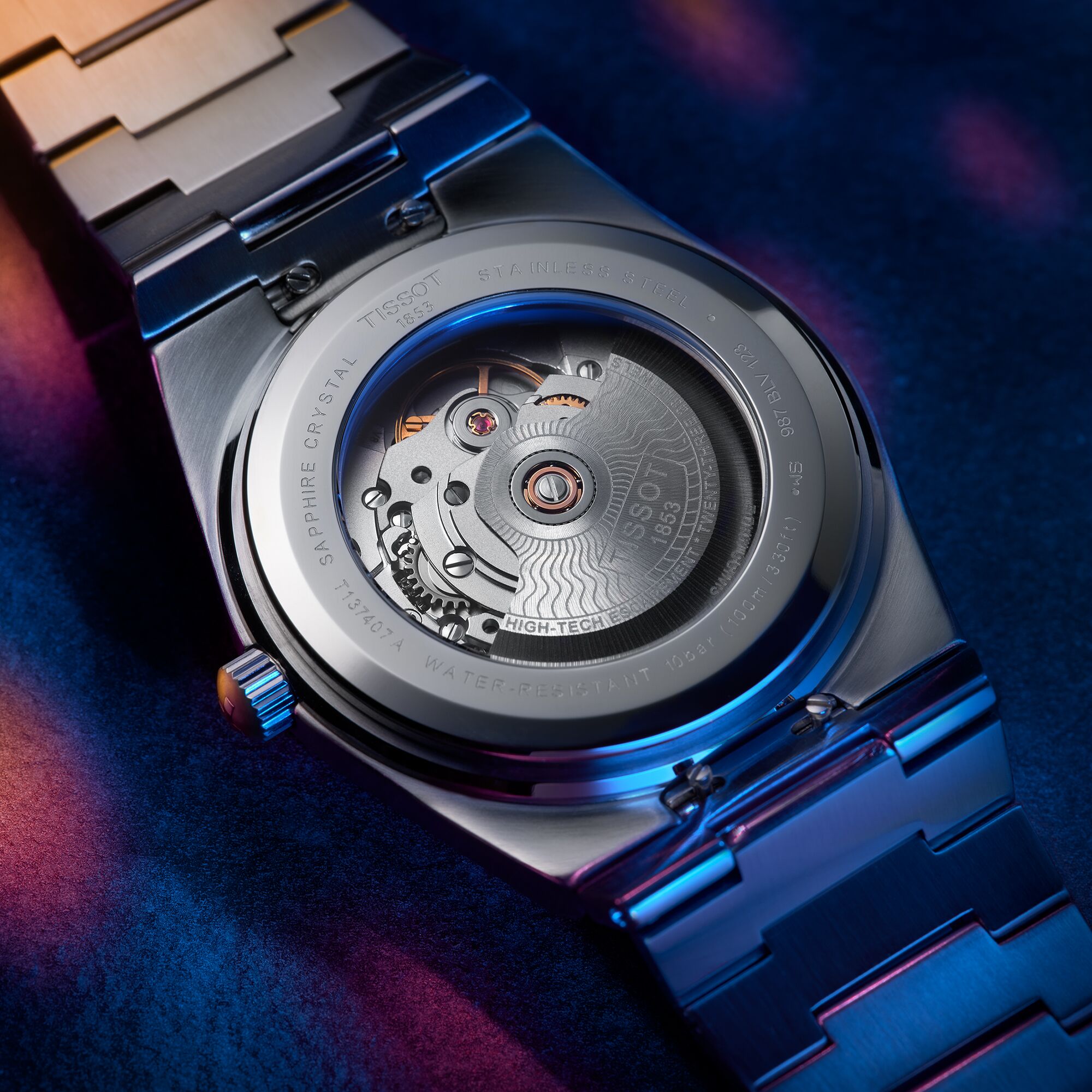 Tissot Armbanduhr T137.407.11.041.00 PRX Titan 40 mm Automatik mit blauem Zifferblatt