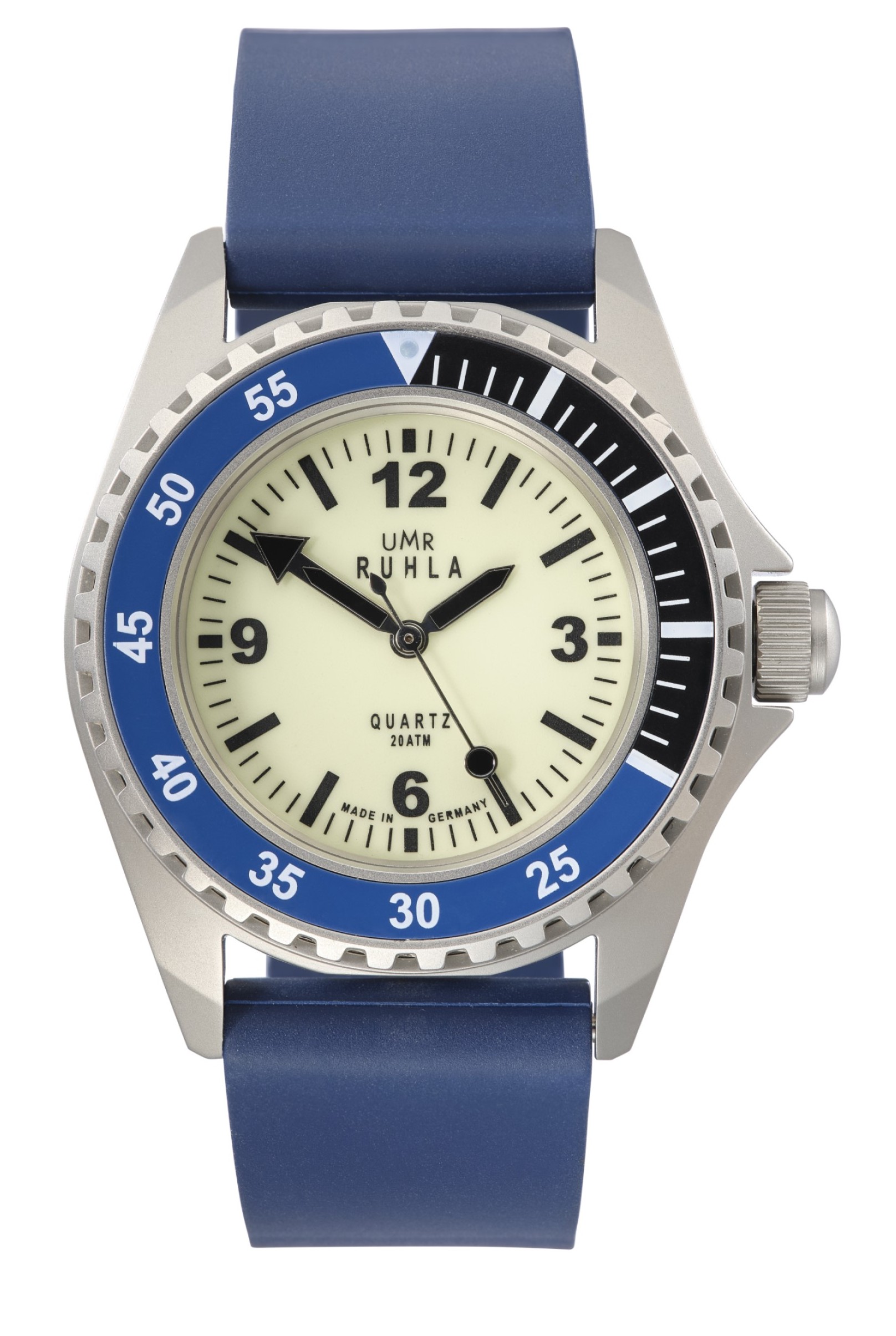 UMR Ruhla Herren Kampfschwimmeruhr 13-02 Edelstahl matt Kautschuk Limited Edition