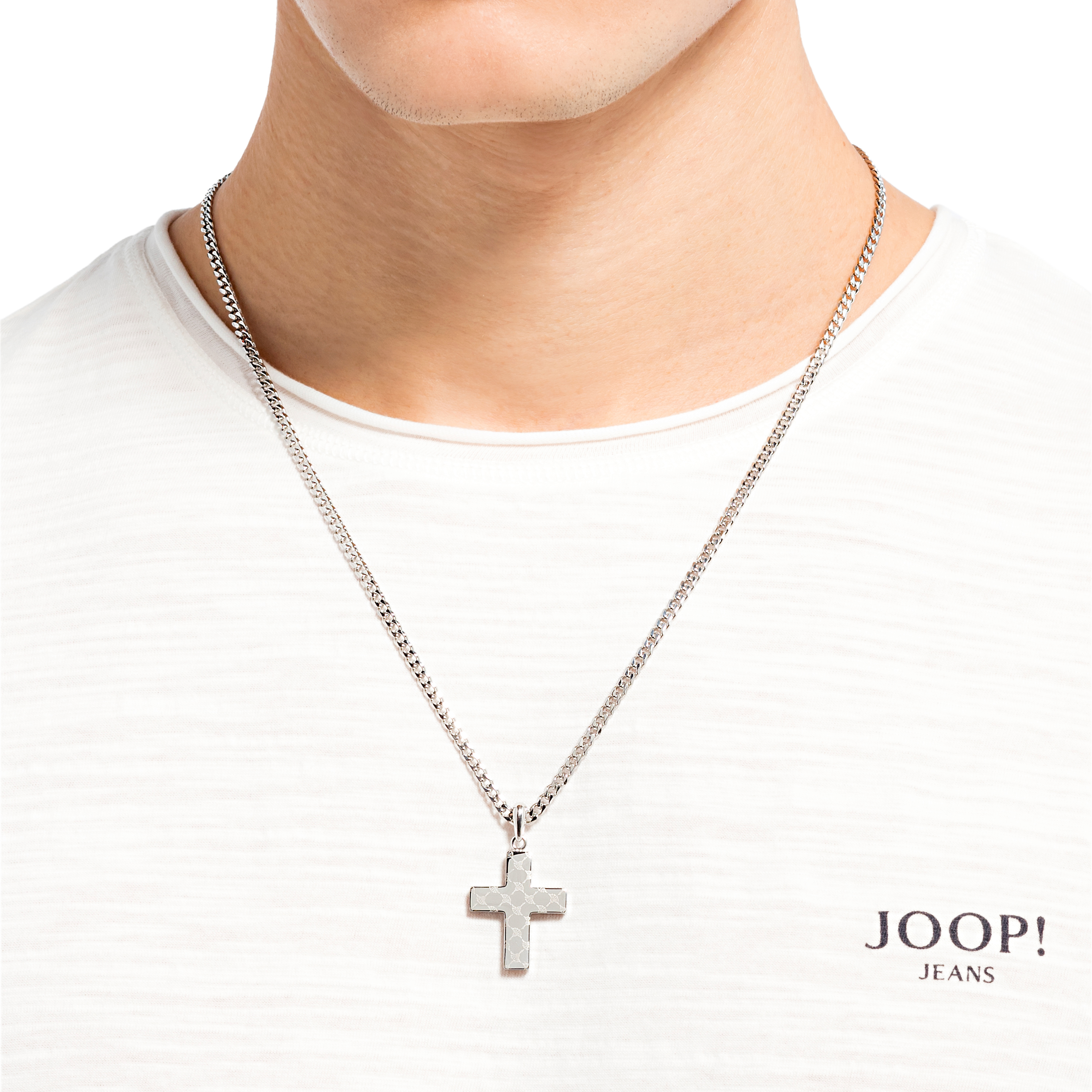Joop! Herren Halskette 2031030 mit Anhänger Kreuz Edelstahl