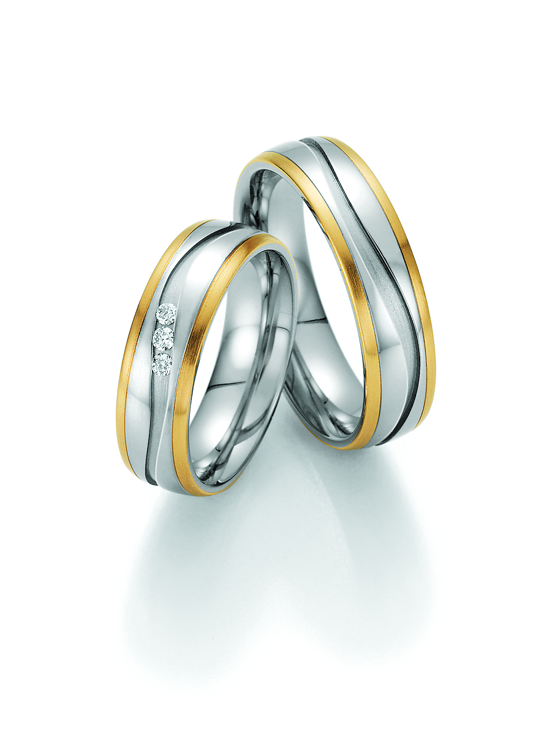 Eheringe Trauringe White Style Steel and Gold Sensation 585 Brilliant 88-60010 / 88-60020