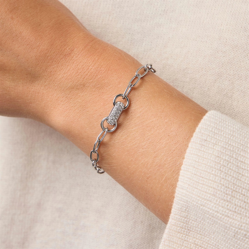 Tom Tailor Damen Armband 2101833 Edelstahl Ankergliederung und Schmuckelement mit Kristall-Besatz 