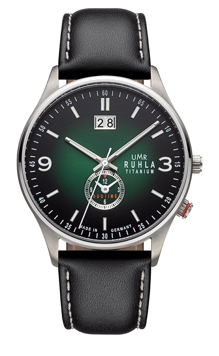 UMR Ruhla Herren Armbanduhr Classic 17083 Titan Lederband schwarz