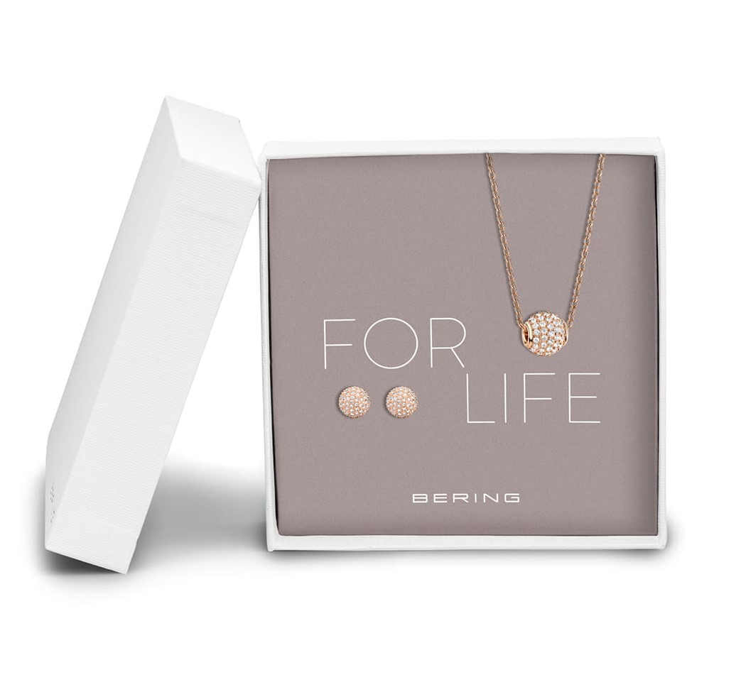 Bering Damen Schmuckset ForLife 414LittleSparkle-719-Rosegold Edelstahl IP Kristallglas