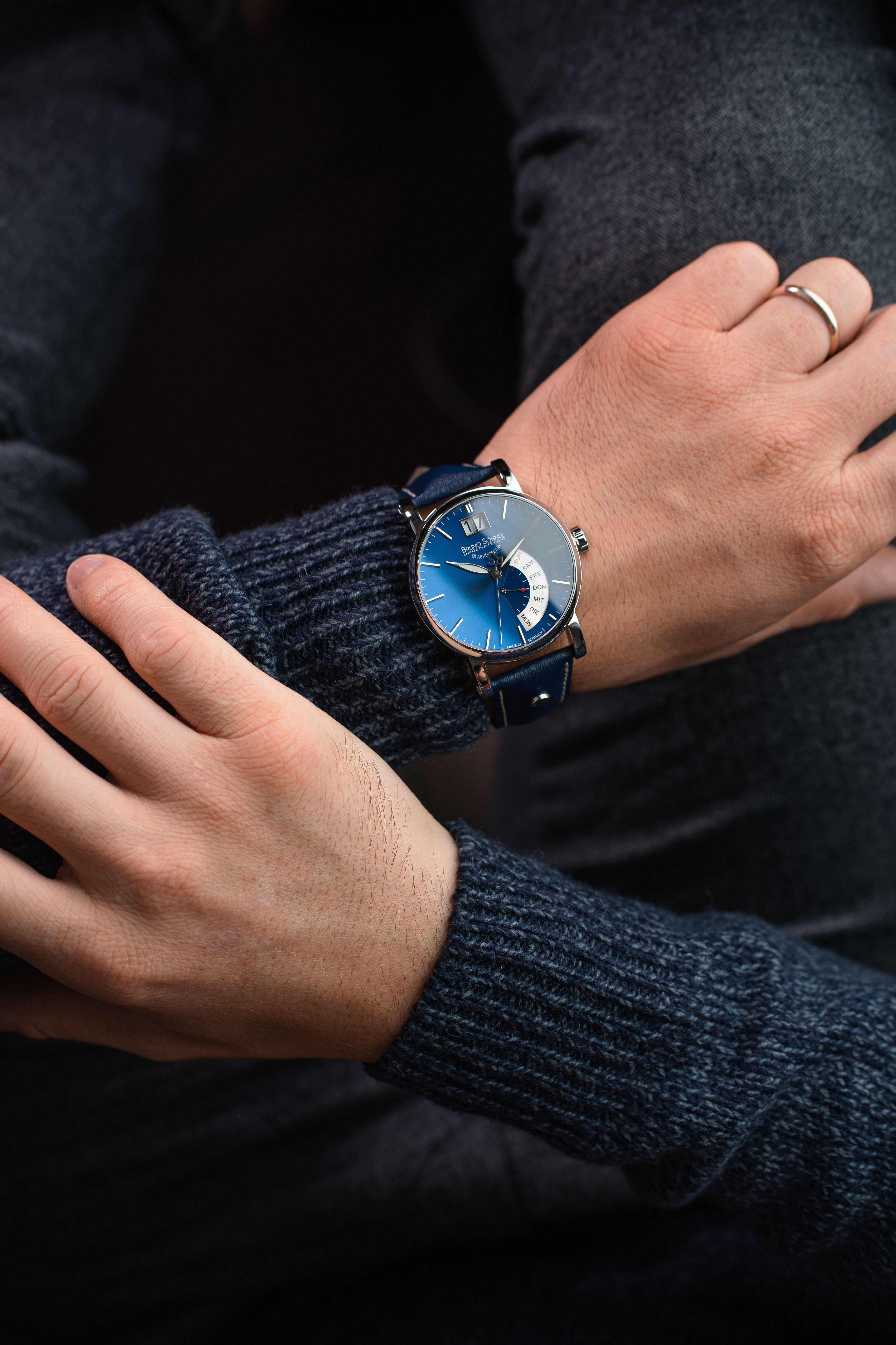 Bruno Söhnle Herren Armbanduhr 17-13073-341 Pesaro I Lederband blau