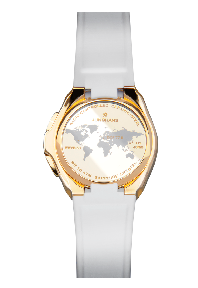 Junghans Damen Armbanduhr 015/1506.00 Spektrum Mega Solar gold IP Keramik weiß