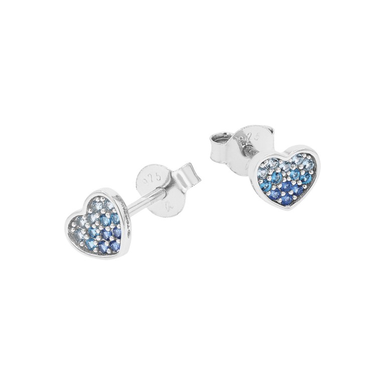 Tom Tailor Mädchen Ohrstecker Herz 2100606 Silber 925 synth. Zirkonia blau