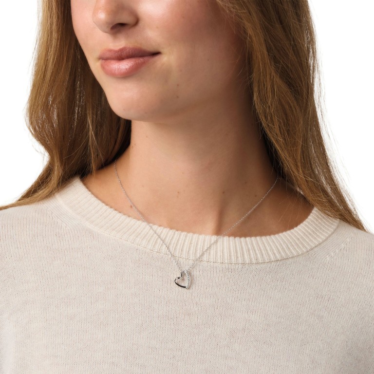 Tom Tailor Damen Halskette 2101815 Silber 925 mit  Anhänger Herz und synth. Zirkonia