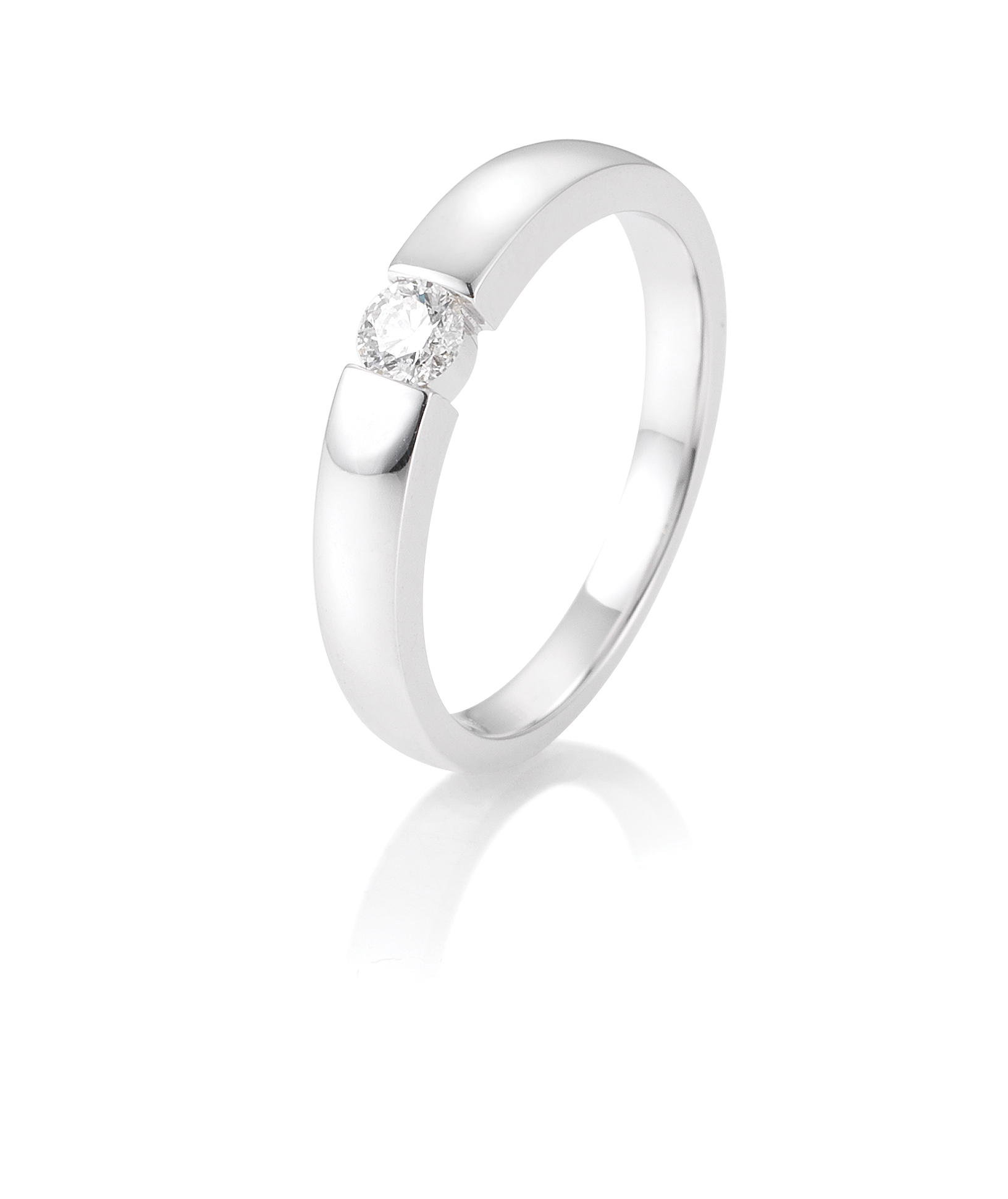 Breuning Solitaire Ring 41/82128-0 Brillant Spann Weißgold