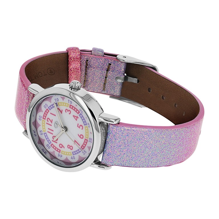 Tom Tailor Mädchen Armbanduhr 2100707 Kunstlederband glitzer rosa violett