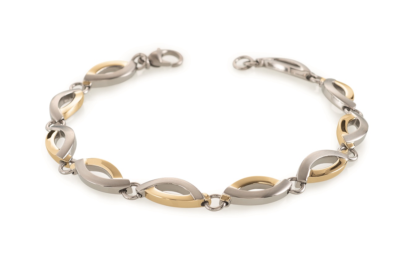 Boccia Armband 03001-02 Reintitan bicolor teilgoldplattiert