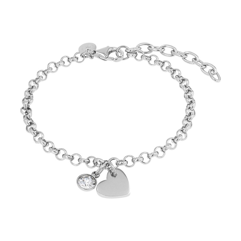 Tom Tailor Damen Armband 2100645 Edelstahl Erbsgliederung mit Anhänger Herz und synth. Zirkonia 