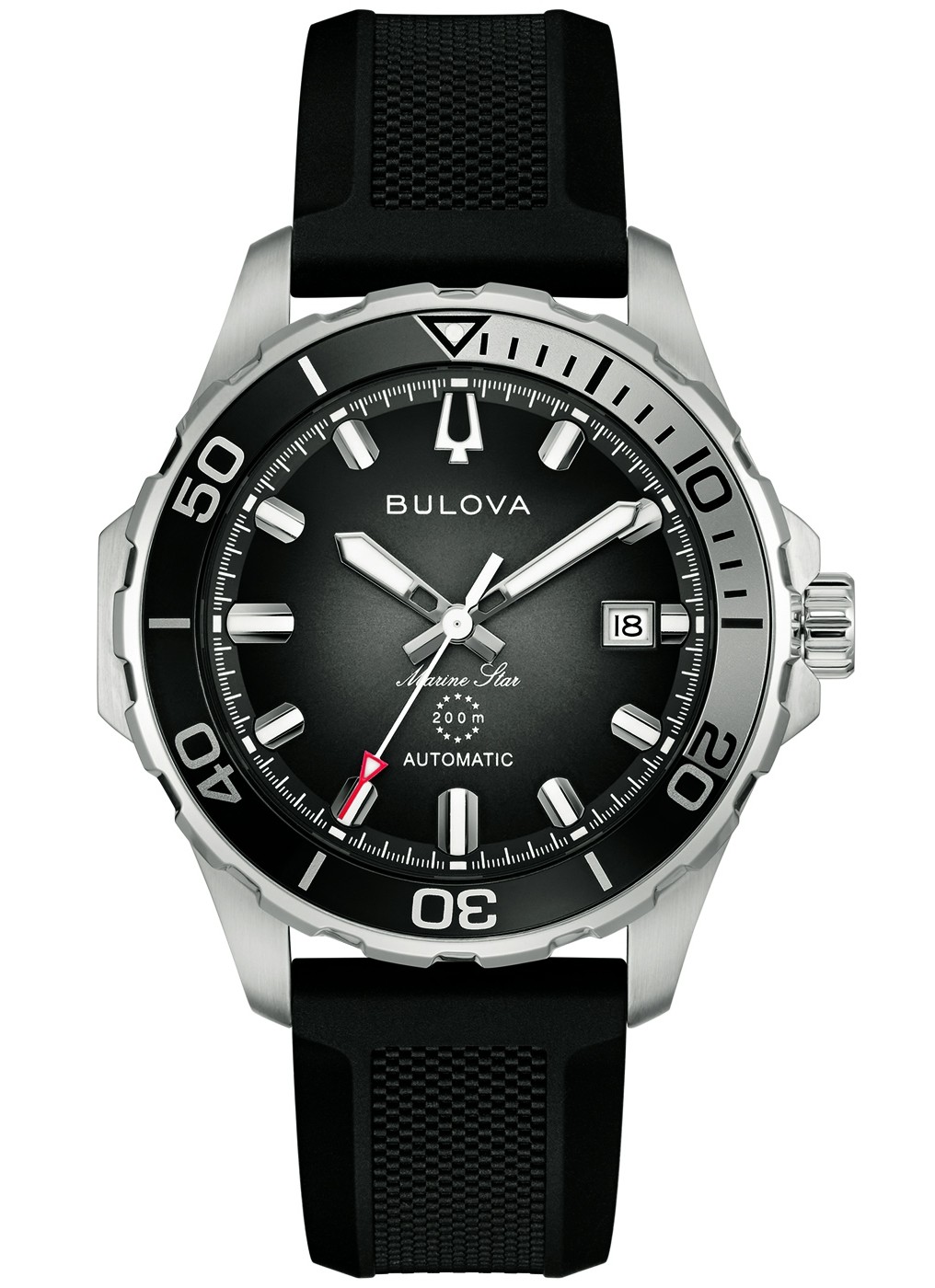 Bulova Herren Armbanduhr Marine Star 98B465 Automatik Edelstahl PU-Band schwarz