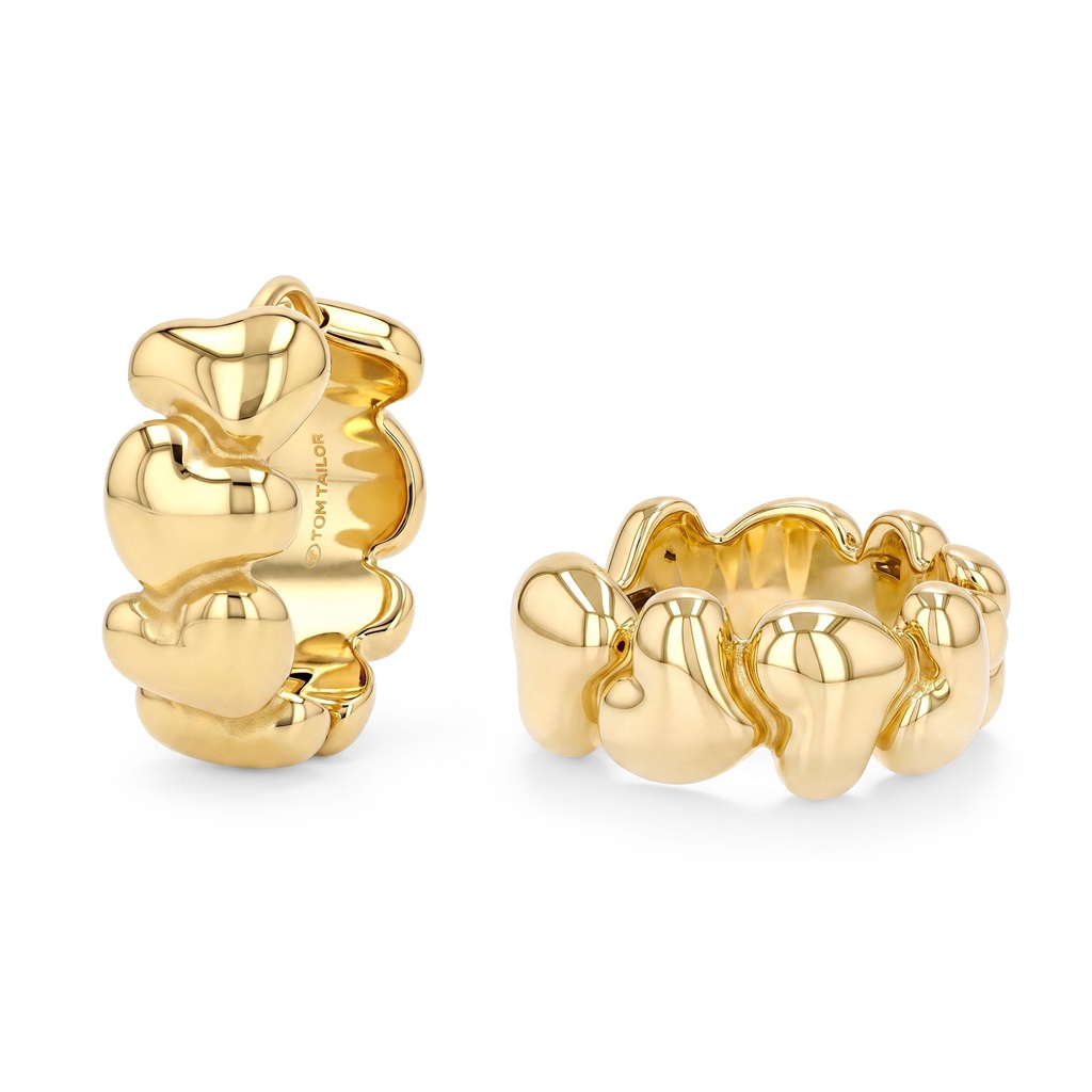 Tom Tailor Damen Creolen 2101827 Edelstahl goldplattiert