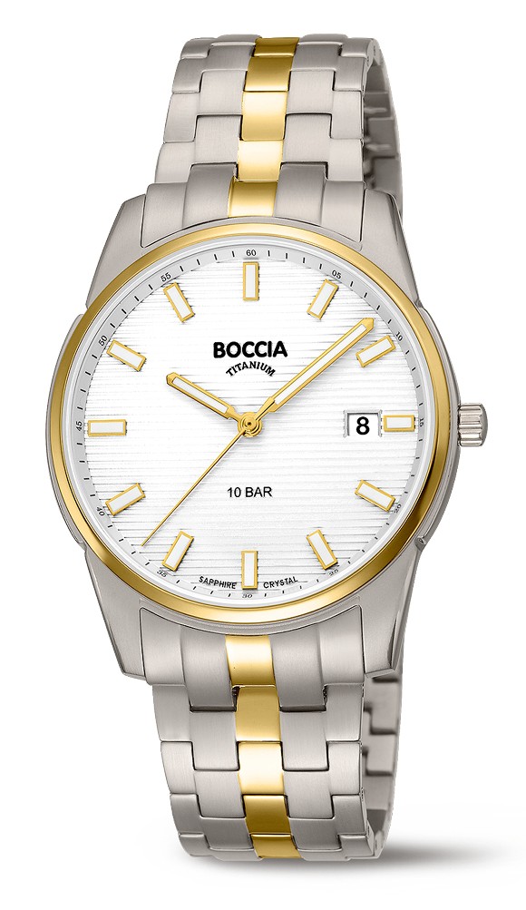 Boccia Herren Armbanduhr 3686-02 Classic Titan Bicolor