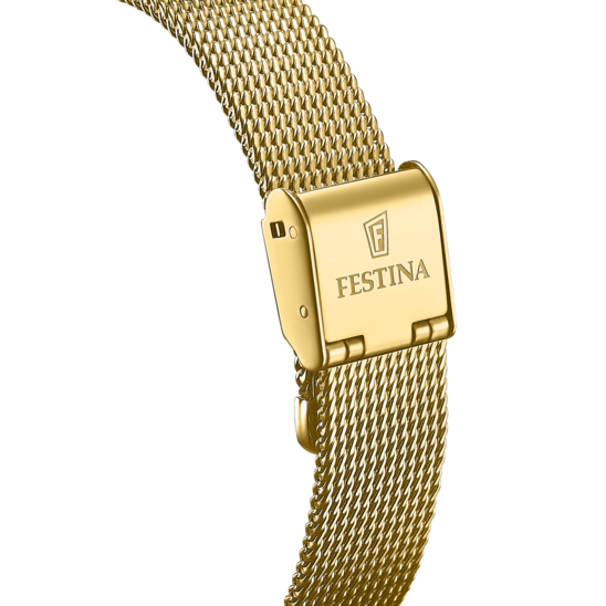 Festina Damen Armbanduhr Automatik F20629/1 Edelstahl gelbgold IP