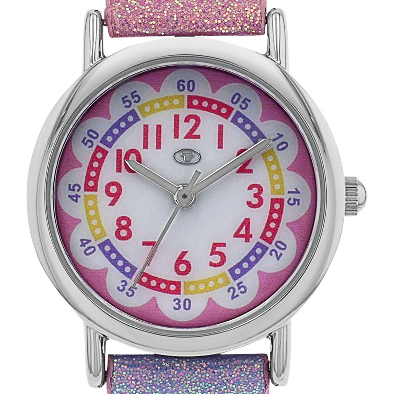 Tom Tailor Mädchen Armbanduhr 2100707 Kunstlederband glitzer rosa violett