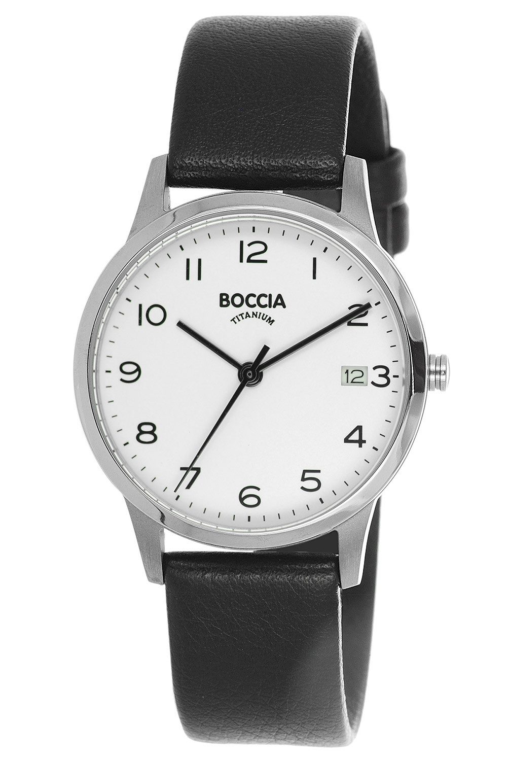Boccia Damen Armbanduhr 3310-01 Classic Titan Lederband schwarz