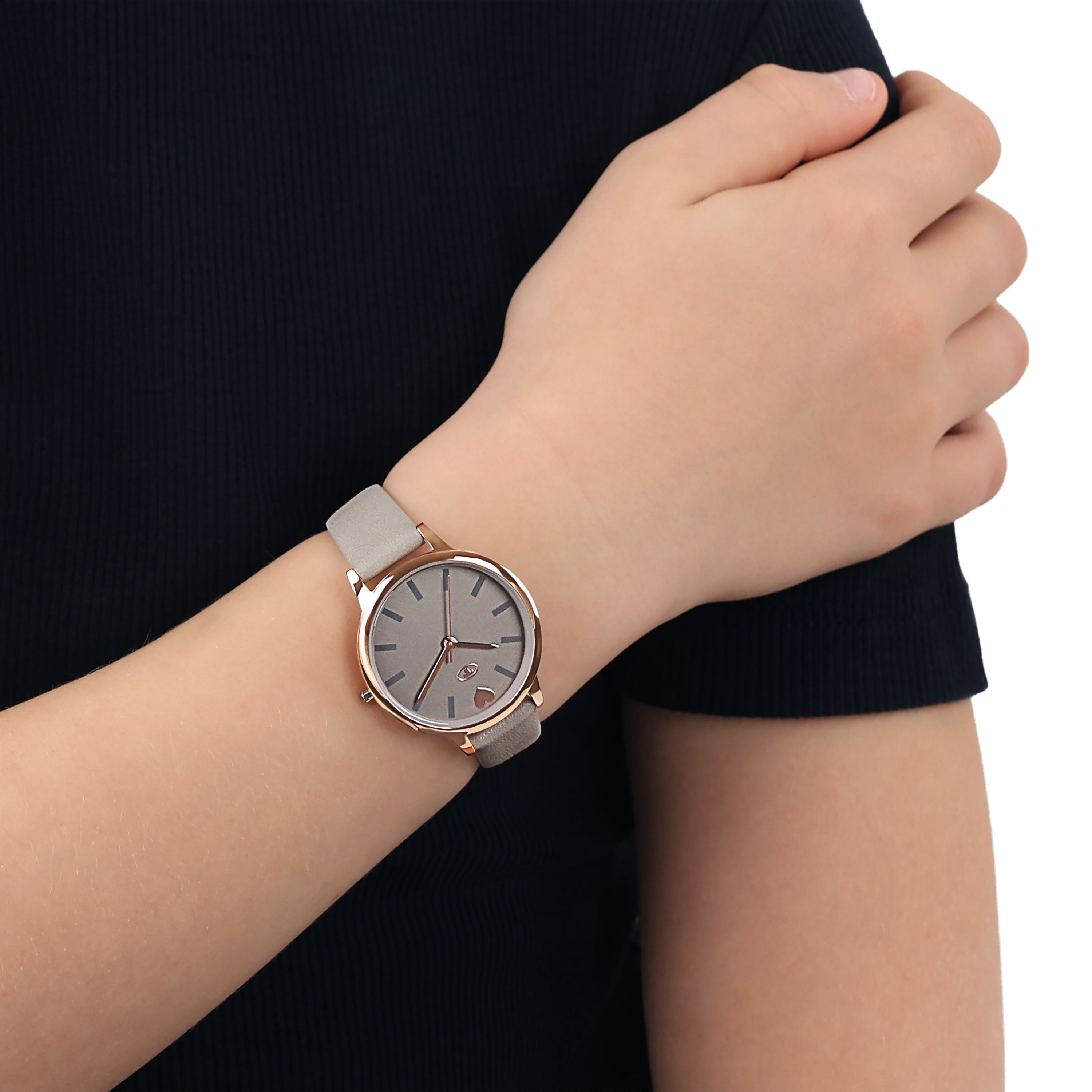 Tom Tailor Mädchen Armbanduhr 2100732 Roségold IP Kunstlederband grau