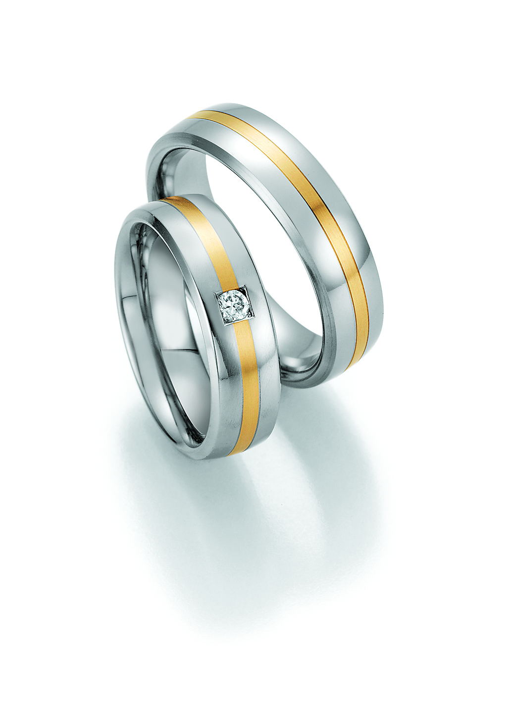 Eheringe Trauringe White Style Steel and Gold Sensation 585 Brilliant 88-60110 / 88-60120