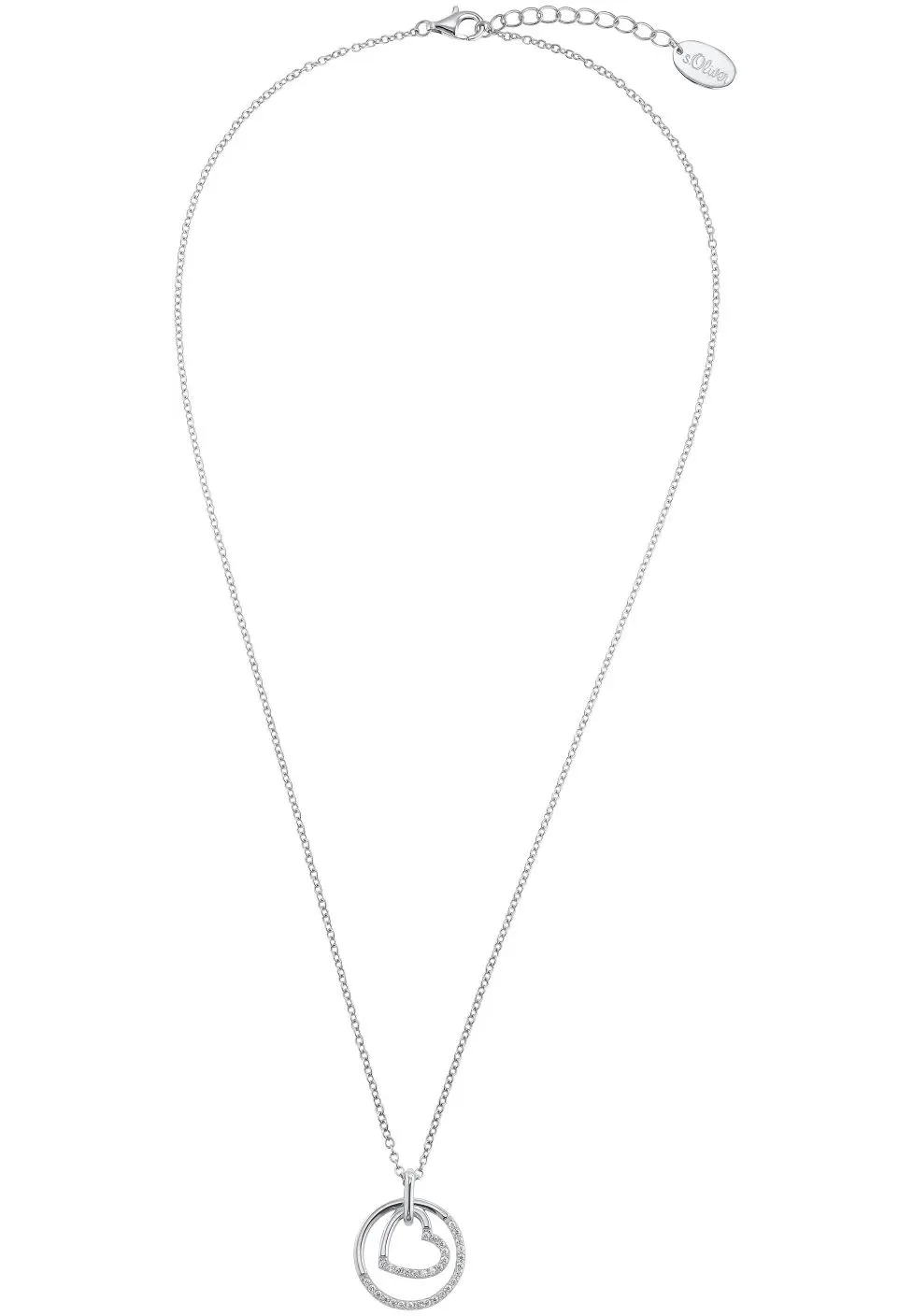 s.Oliver Damen Halskette 2034371 mit Anhänger Herz Silber 925 Zirkonia synth. 