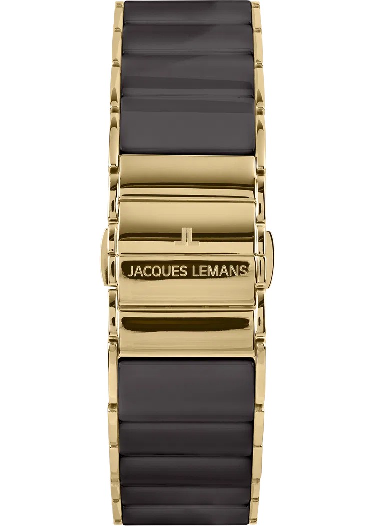 Jacques Lemans Damen Armbanduhr Dublin 1-2214G Edelstahl IP Gold Keramik braun