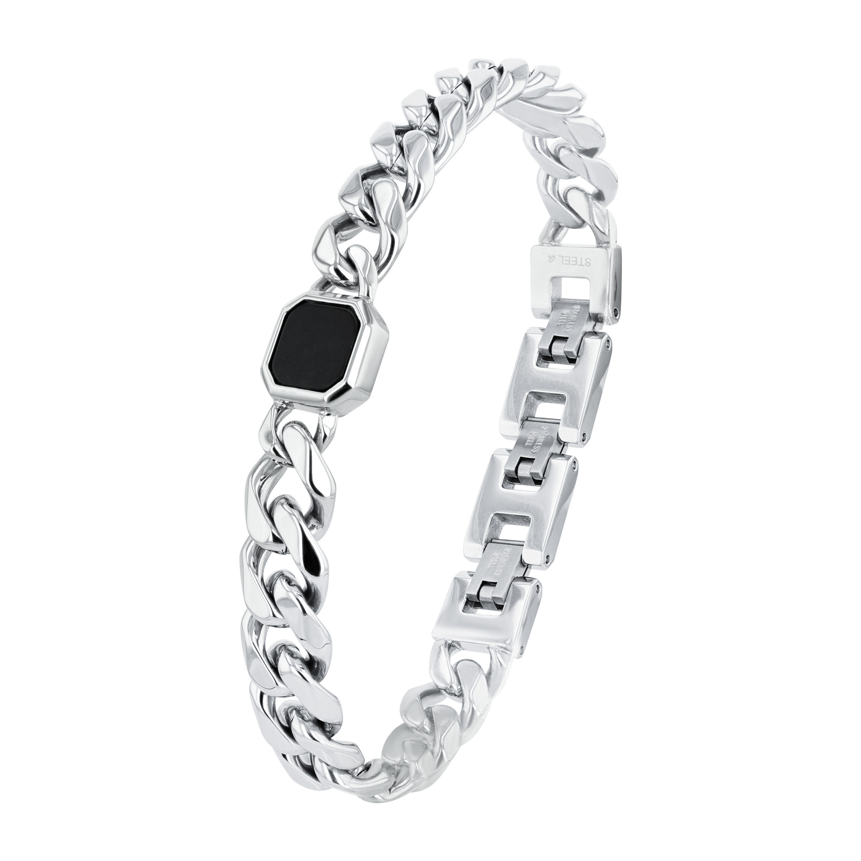 Joop! Herren Armband 2038990 Edelstahl mit Schmuckstein schwarz