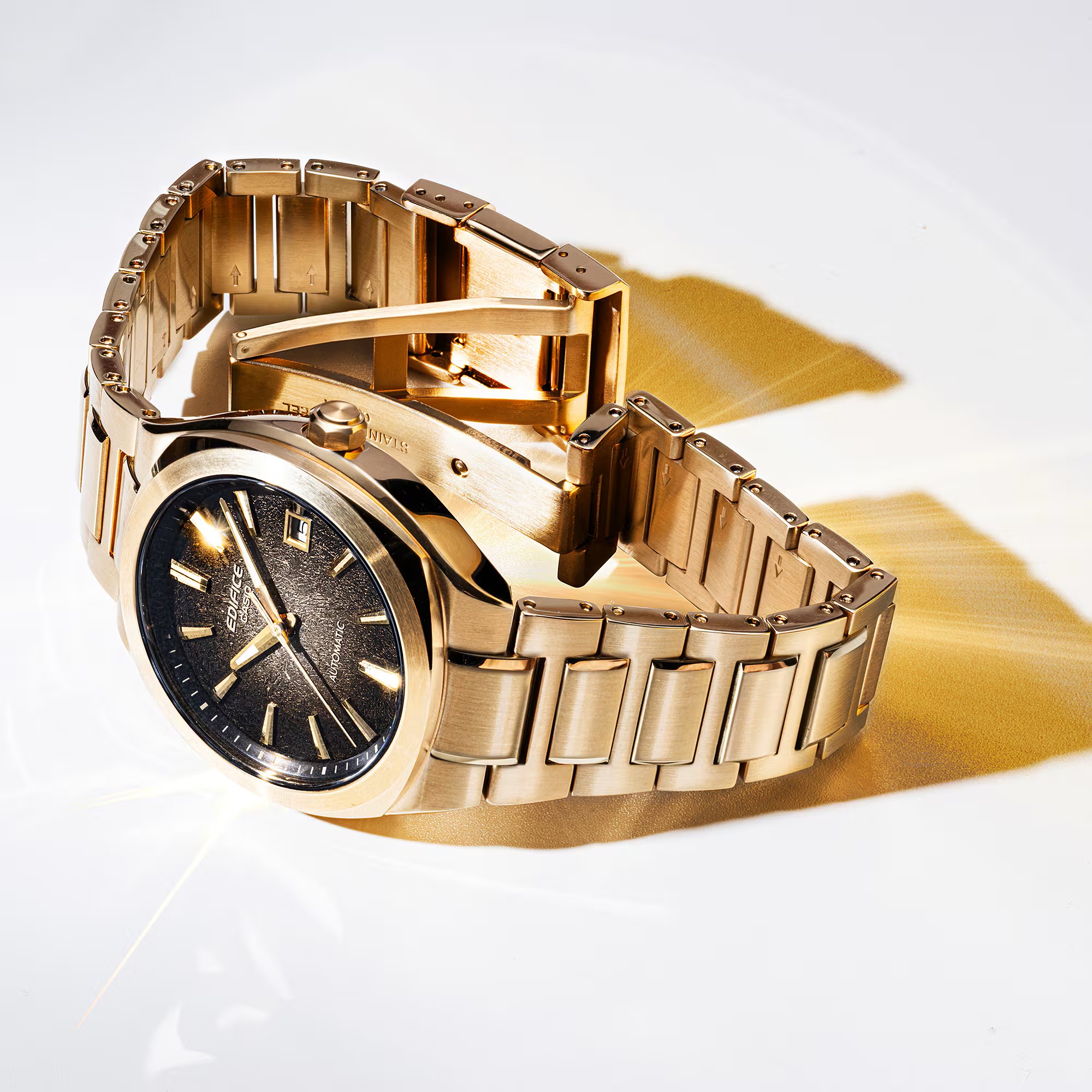Casio Herren Armbanduhr Edifice EFK-200DG-5AER Automatik Edelstahl goldplattiert 
