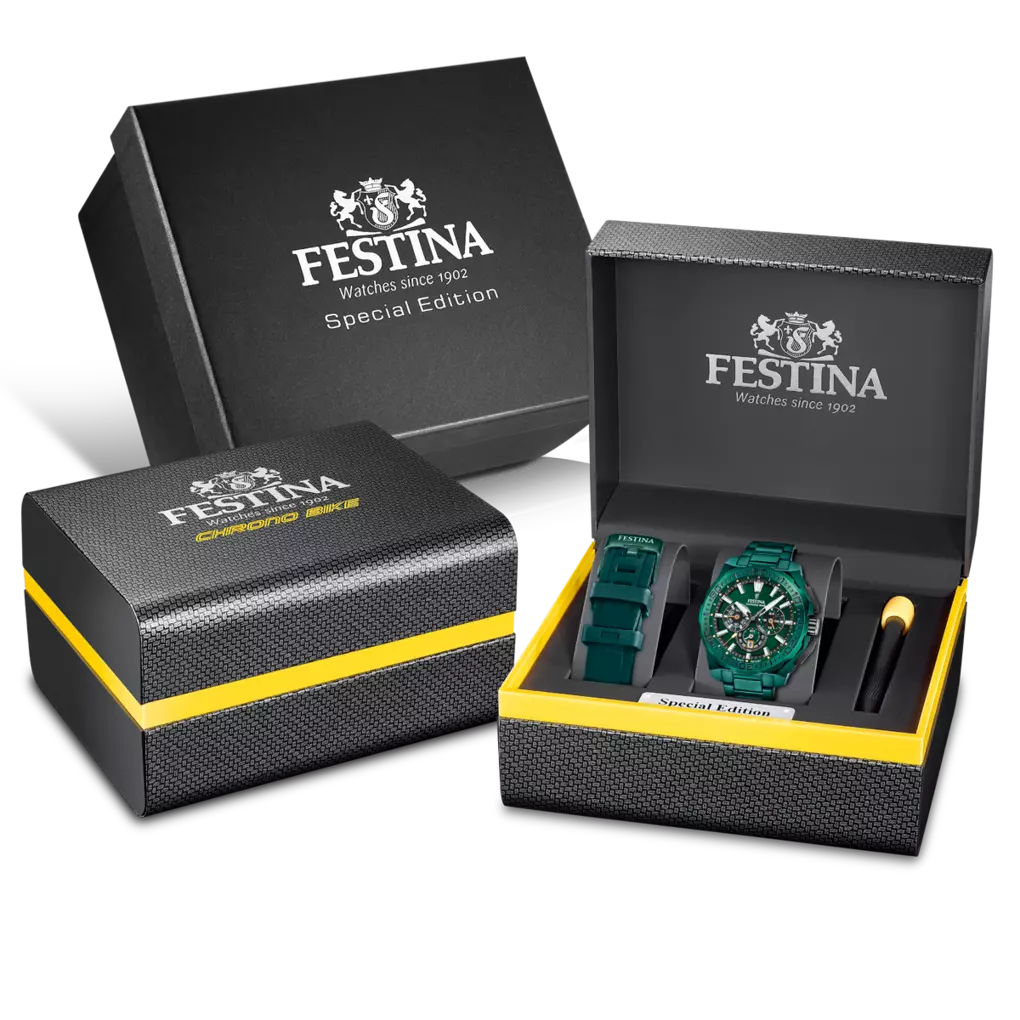 Festina Herren Armbanduhr Chrono Bike F20730/1 Edelstahl grün IP Special Edition