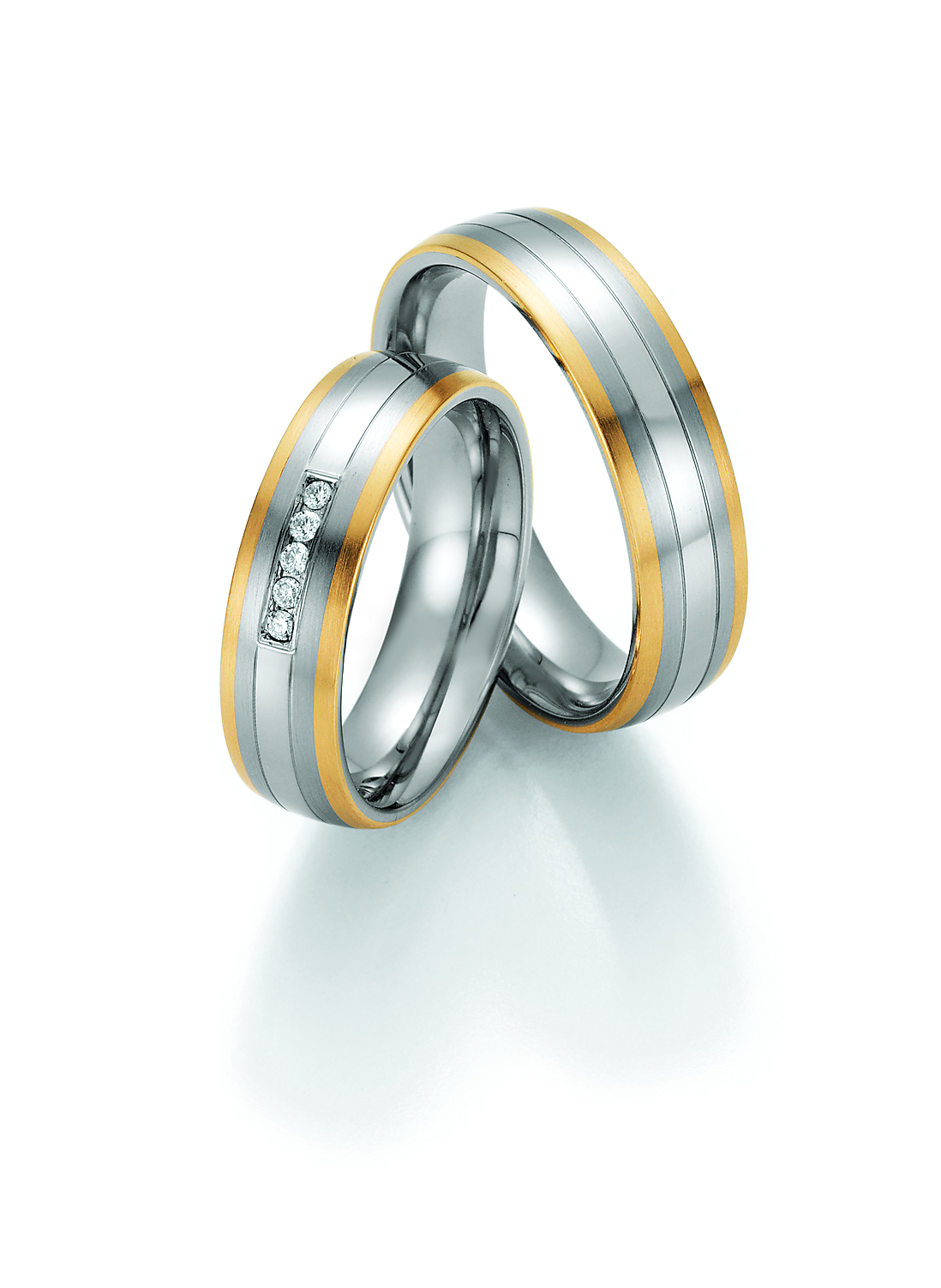 Eheringe Trauringe White Style Steel and Gold Sensation 585 Brilliant 88-60090 / 88-60100