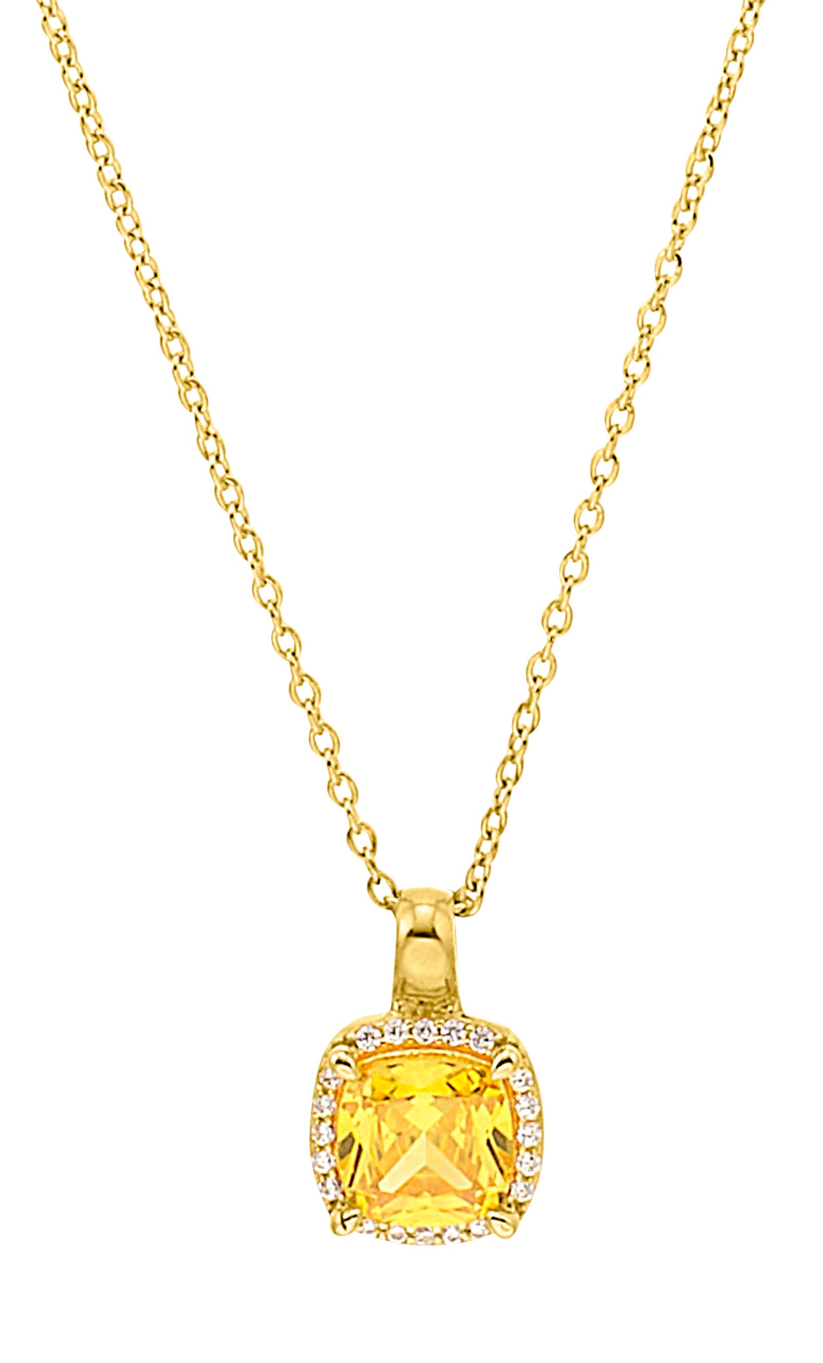 s.Oliver Damen Halskette 2037830 mit Anhänger Silber 925 vergoldet Zirkonia synth. gelb