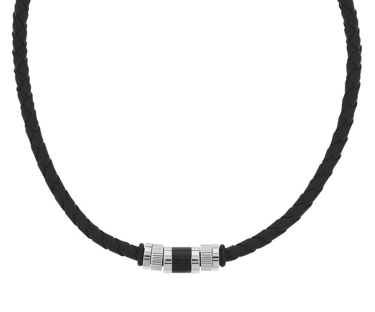 Tom Tailor Herren Halskette 2100702 Leder schwarz Edelstahl 