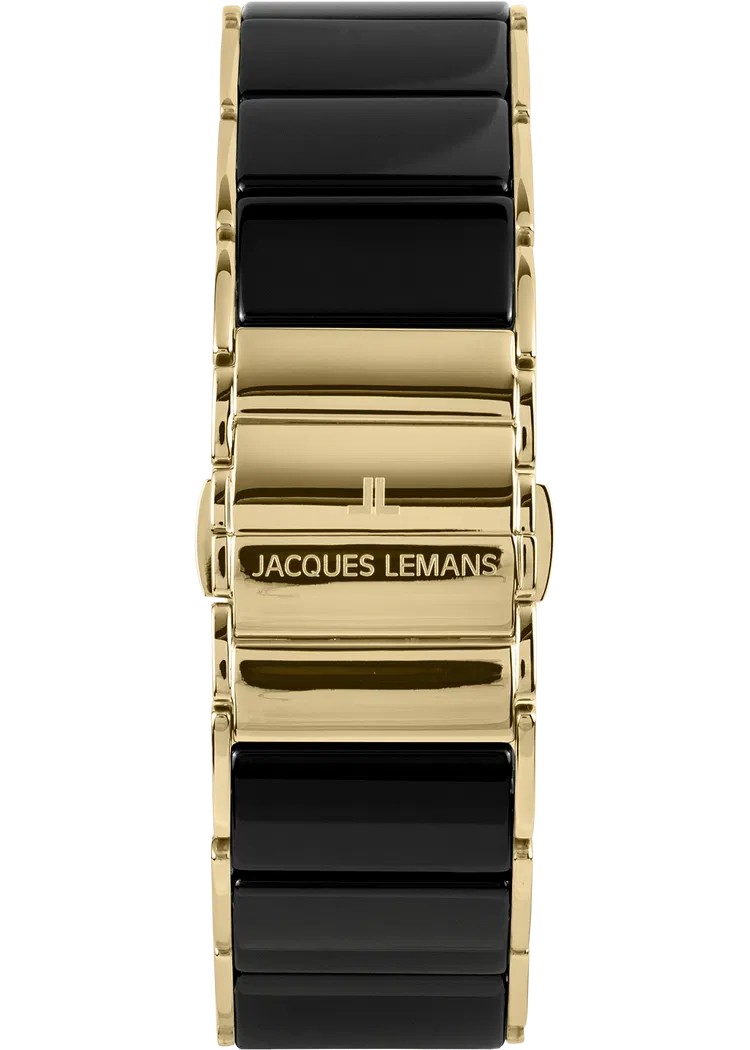 Jacques Lemans Damen Armbanduhr Dublin 1-1940J Edelstahl IP Gold Keramik schwarz