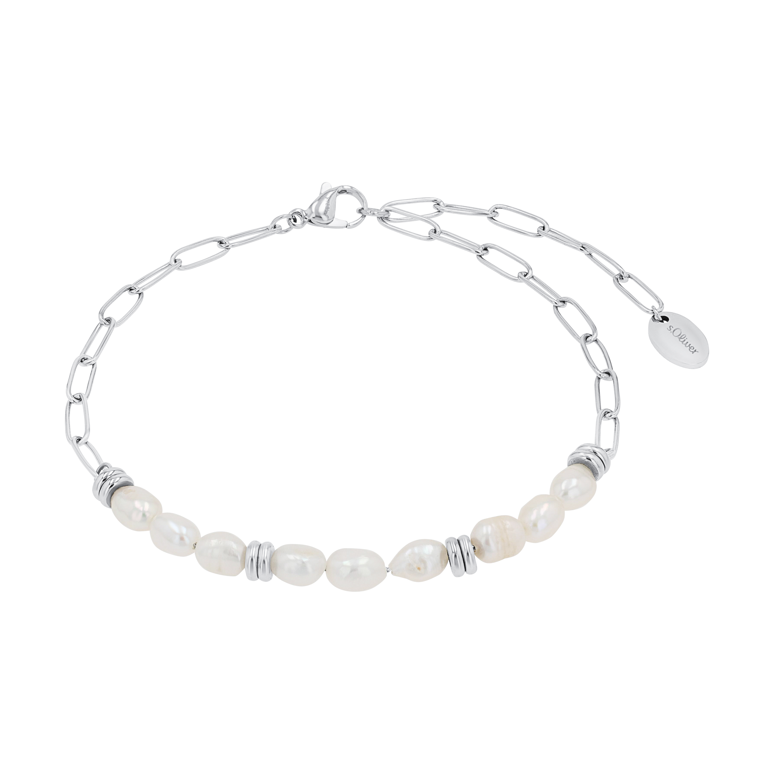s.Oliver Damen Fußkette 2039729 Edelstahl mit Süßwasserzuchtperle
