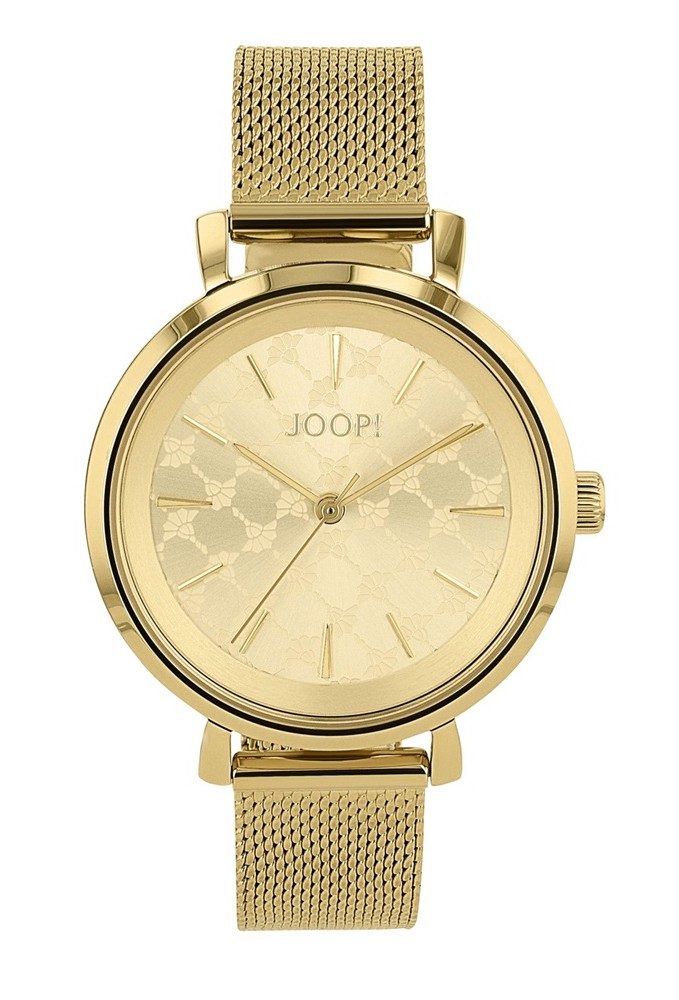 JOOP! Damen Armbanduhr 2040158 Edelstahl mit Milanaiseband gelbgold IP