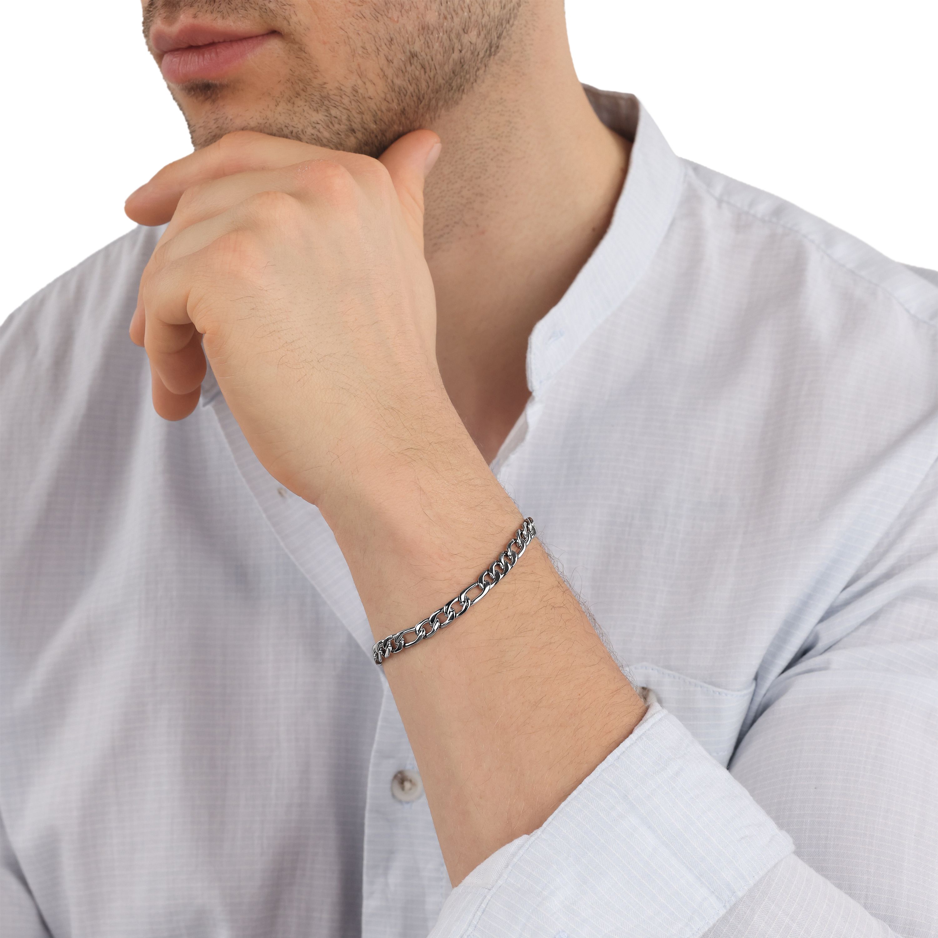 Tom Tailor Herren Armband 2101329 Figaro Edelstahl 