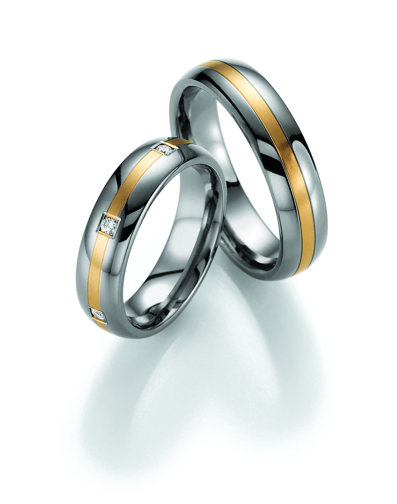 Eheringe Trauringe White Style Titan Gold Brilliant 585 78-80050 / 78-80060