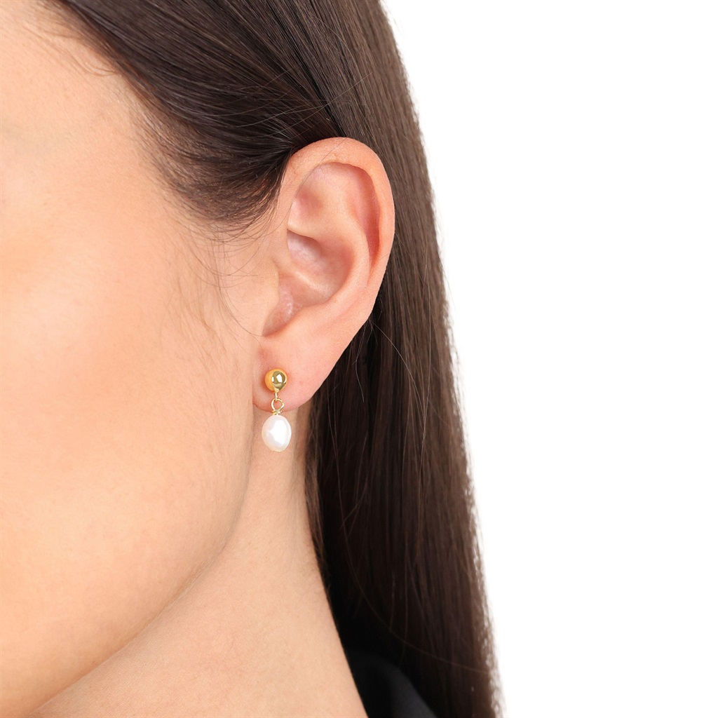 s.Oliver Damen Ohrhänger 2040599 Silber 925 vergoldet mit Süßwasserzuchtperle 