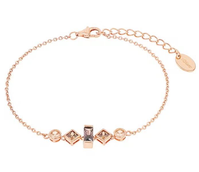 s.Oliver Damen Armband 2038834 Silber 925 rosévergoldet synth. Zirkonia violett orange