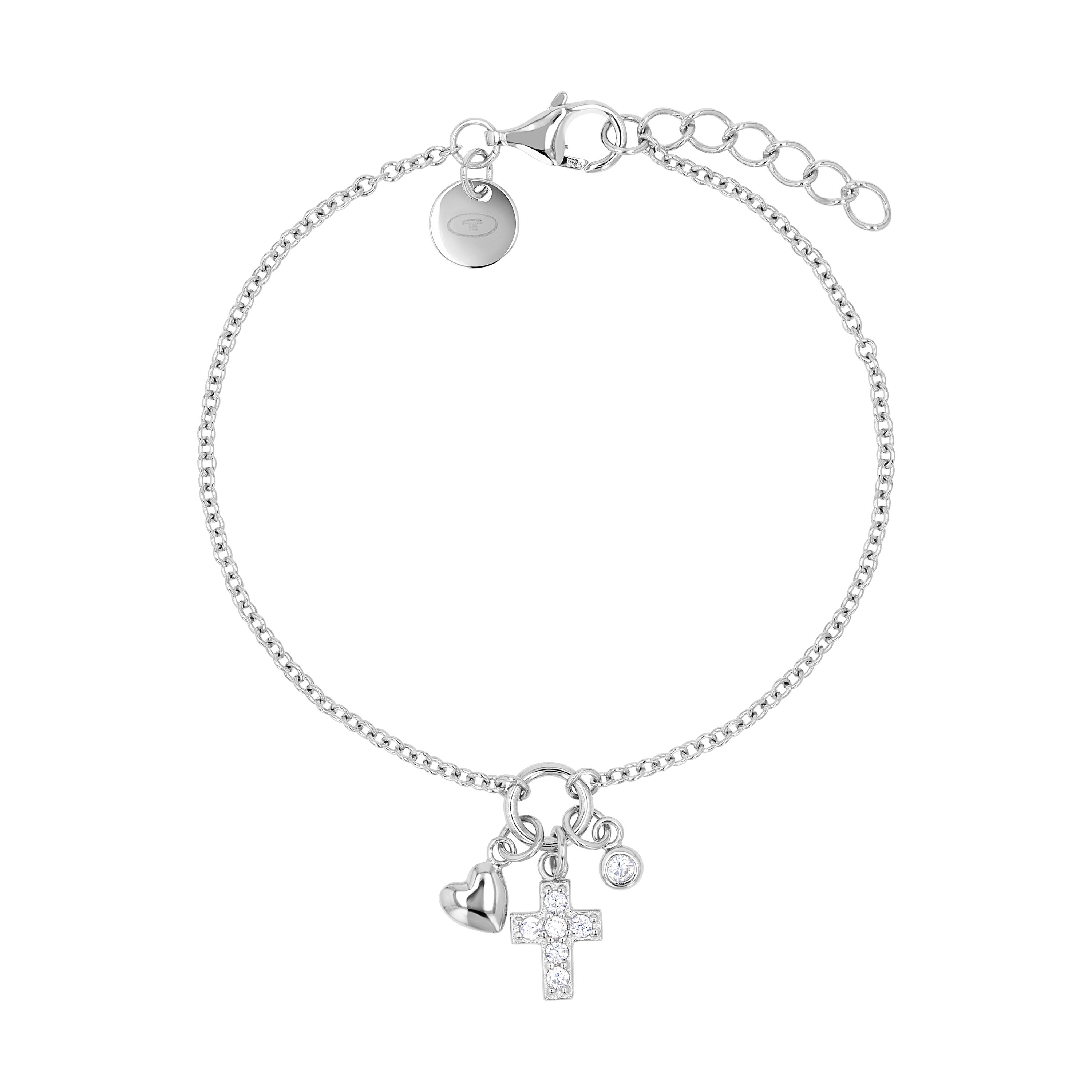 Tom Tailor Mädchen Armband Kreuz und Herz 2101382 Silber 925 synth. Zirkonia
