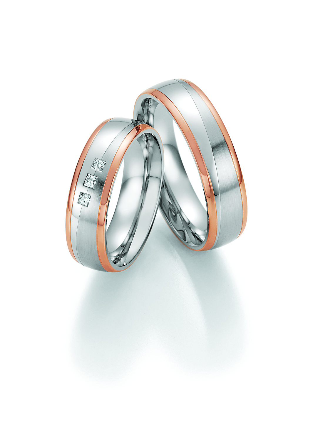 Eheringe Trauringe White Style Steel and Gold Sensation 585 Brilliant 88-60150 / 88-60160