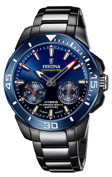 Festina Herren Armbanduhr Chrono Bike Connected Special Edition F20647/1 Edelstahl schwarz blau IP