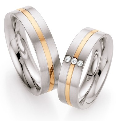 Eheringe Trauringe Ruesch 88/01380-060 Steel & Gold 585 Brillant