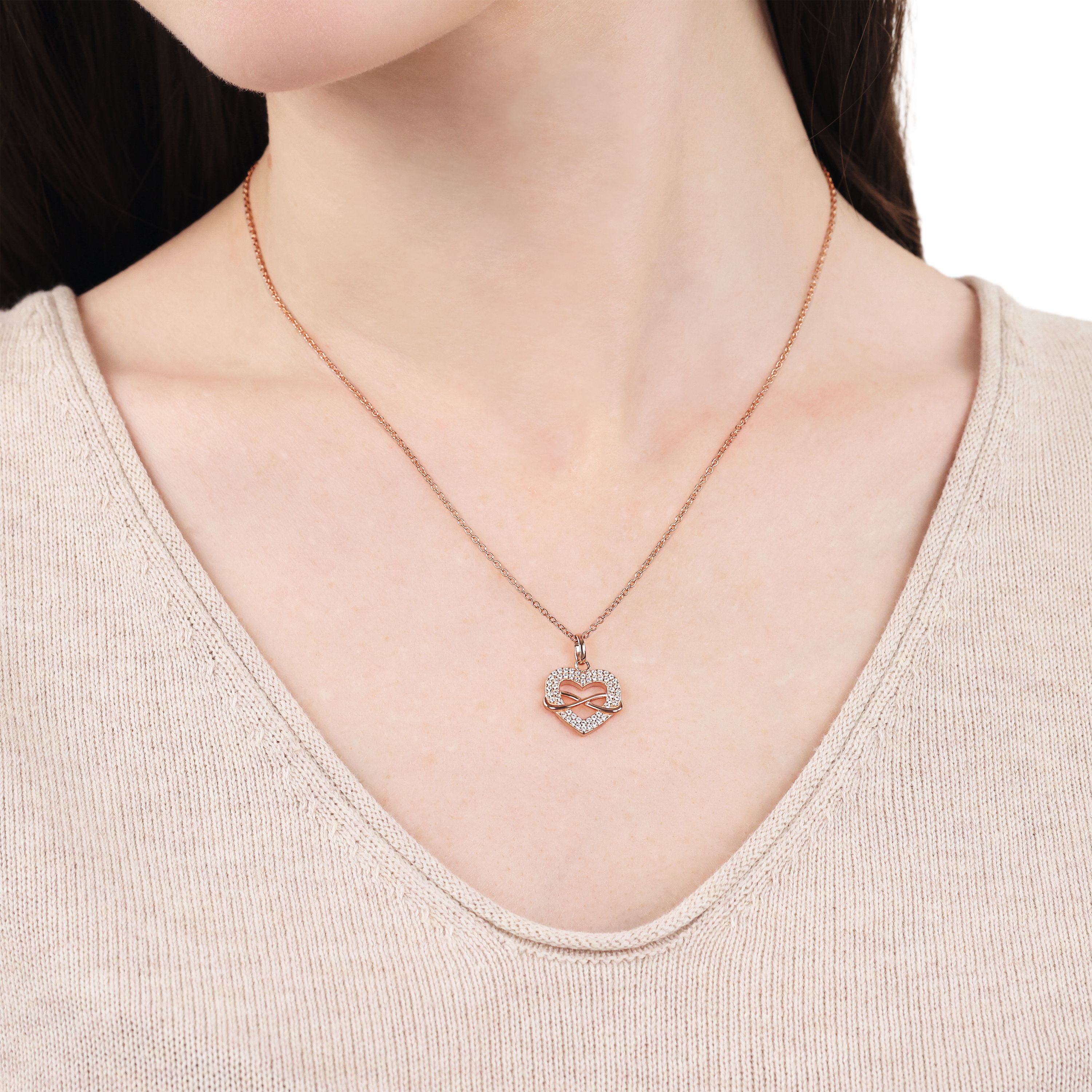 Tom Tailor Damen Halskette 2101272 Silber 925 rosévergoldet mit Anhänger Herz-Infinity