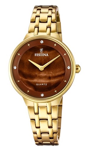Festina Damen Armbanduhr F20601/C Mademoiselle Edelstahl gelbgold IP