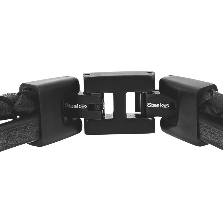Tom Tailor Herren Armband 2100692 Leder Carbon Edelstahl schwarz