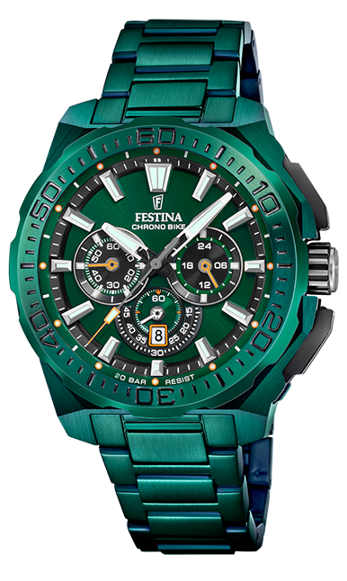 Festina Herren Armbanduhr Chrono Bike F20730/1 Edelstahl grün IP Special Edition